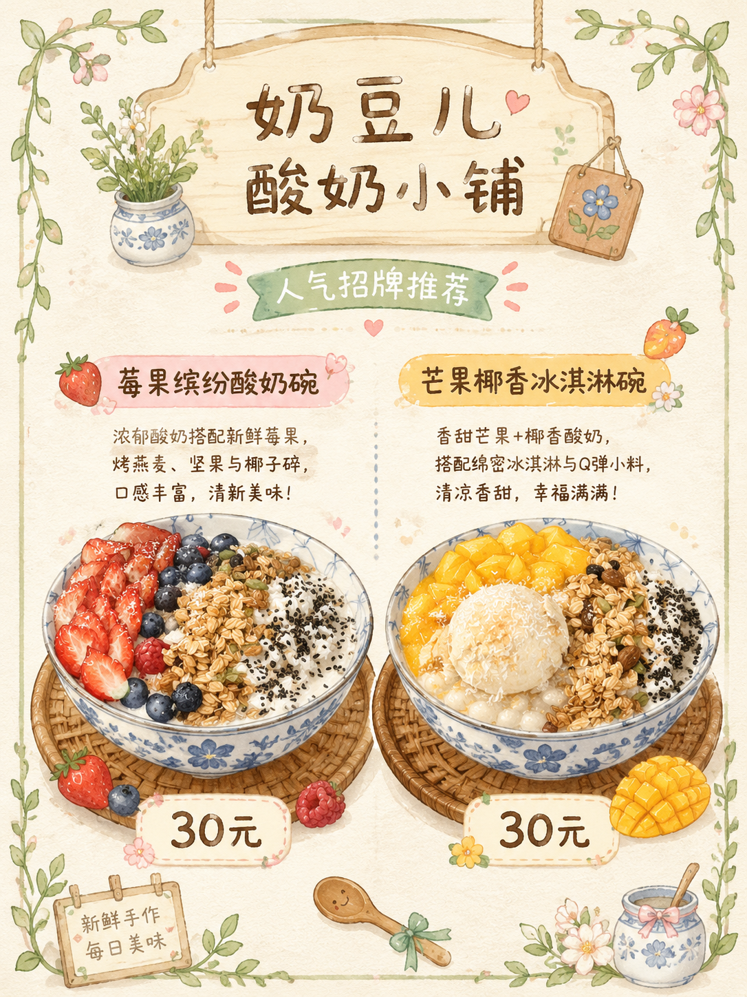手绘甜品菜单