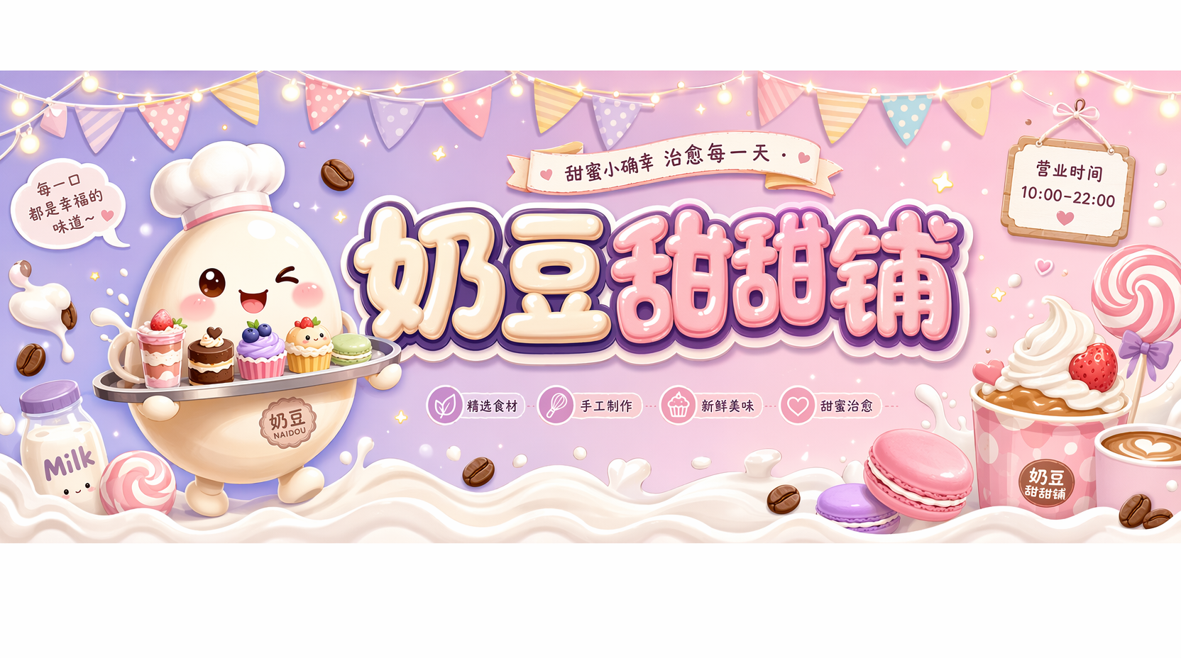 奶豆甜甜铺招牌方案一·甜美糖果风